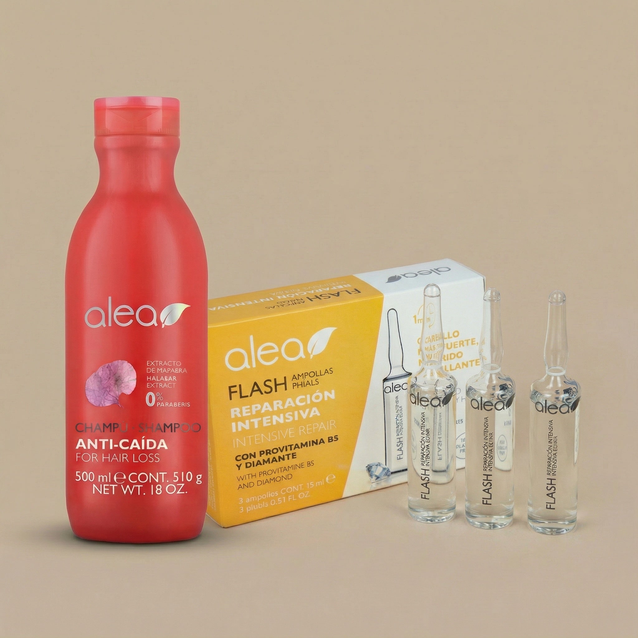 Kit Crecimiento Vital: Fuerza y Densidad - Champú anti-caída (500ml) + Ampolletas Flash (3x15ml)