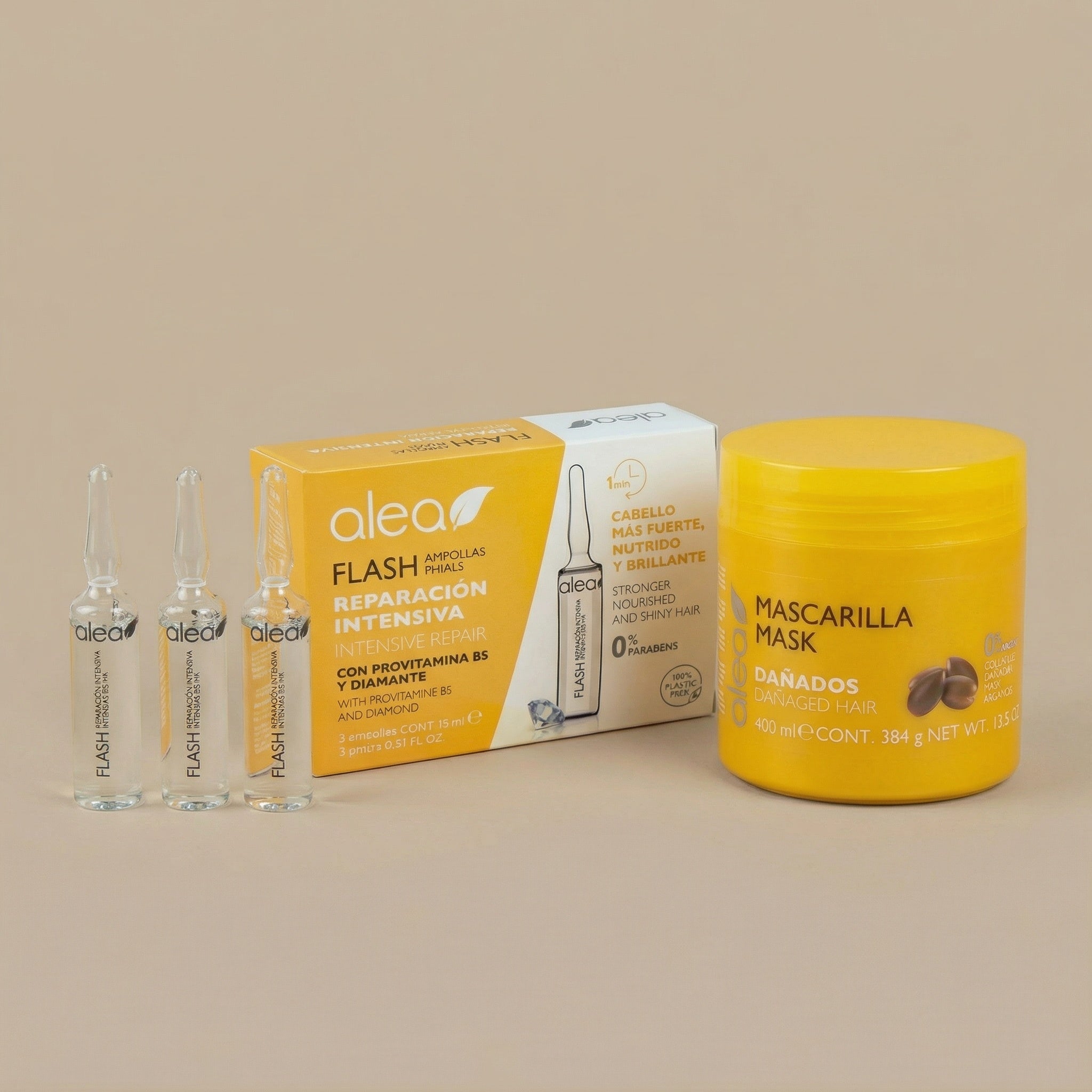 Kit Diamante: Reparación & Nutrición Profunda - Mascarilla Reparación 400ml + Ampolletas Flash (3x15ml)